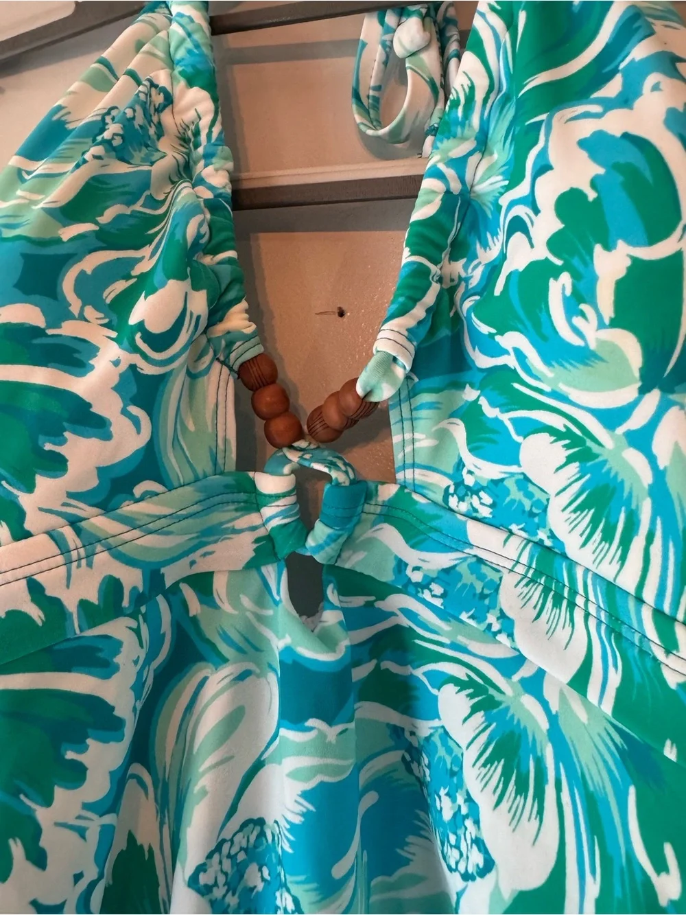 Time And Tru Teal Floral Halter One-Piece Top L NWOT - Picture 3 of 5